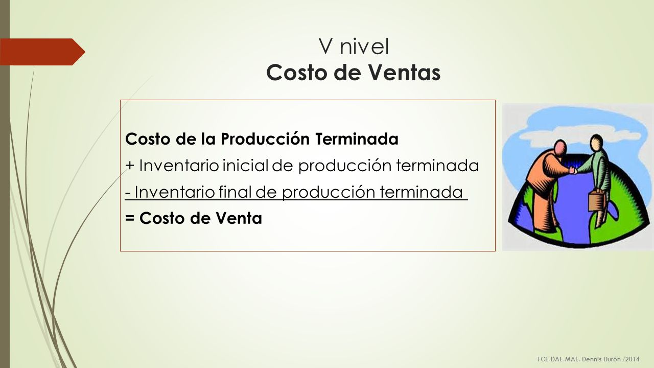 V nivel Costo de Ventas Costo de la Producción Terminada