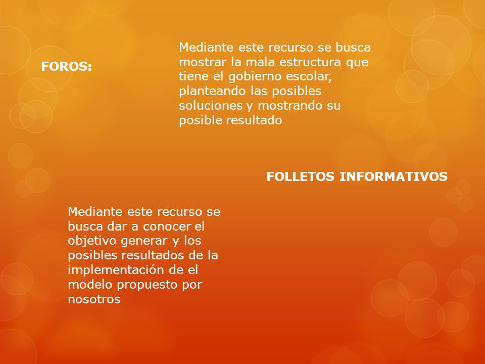 Mediante este recurso se busca mostrar la mala estructura que tiene el gobierno escolar, planteando las posibles soluciones y mostrando su posible resultado