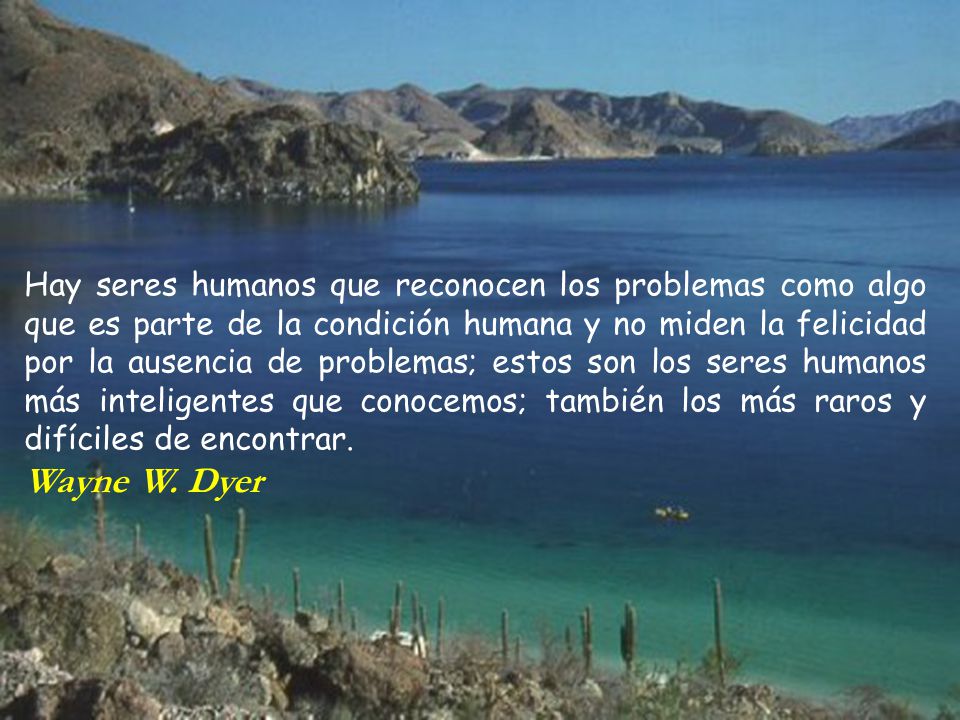 Hay seres humanos que reconocen los problemas como algo que es parte de la condición humana y no miden la felicidad por la ausencia de problemas; estos son los seres humanos más inteligentes que conocemos; también los más raros y difíciles de encontrar.
