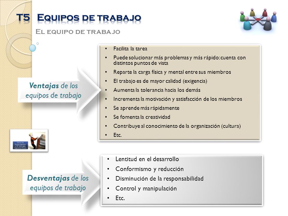 T5 Equipos de trabajo Ventajas de los equipos de trabajo
