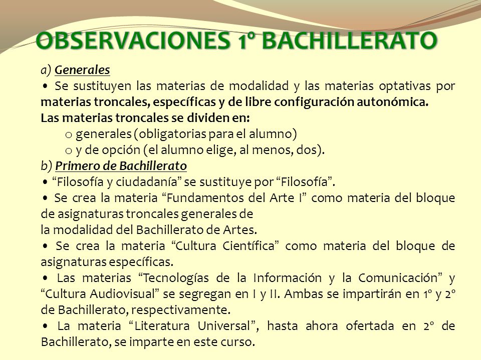 OBSERVACIONES 1º BACHILLERATO
