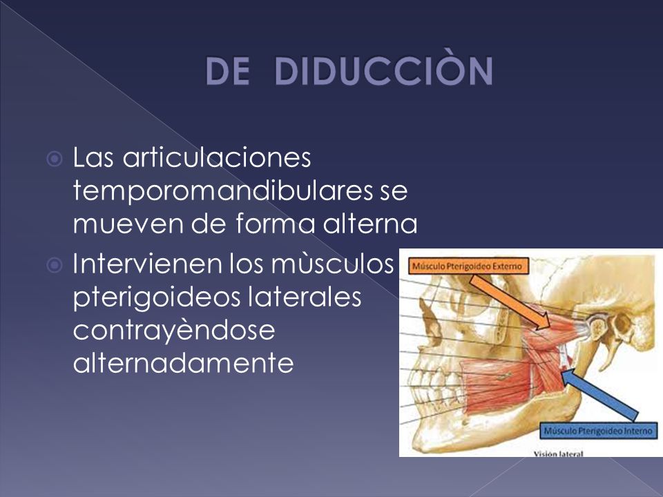 DE DIDUCCIÒN Las articulaciones temporomandibulares se mueven de forma alterna.