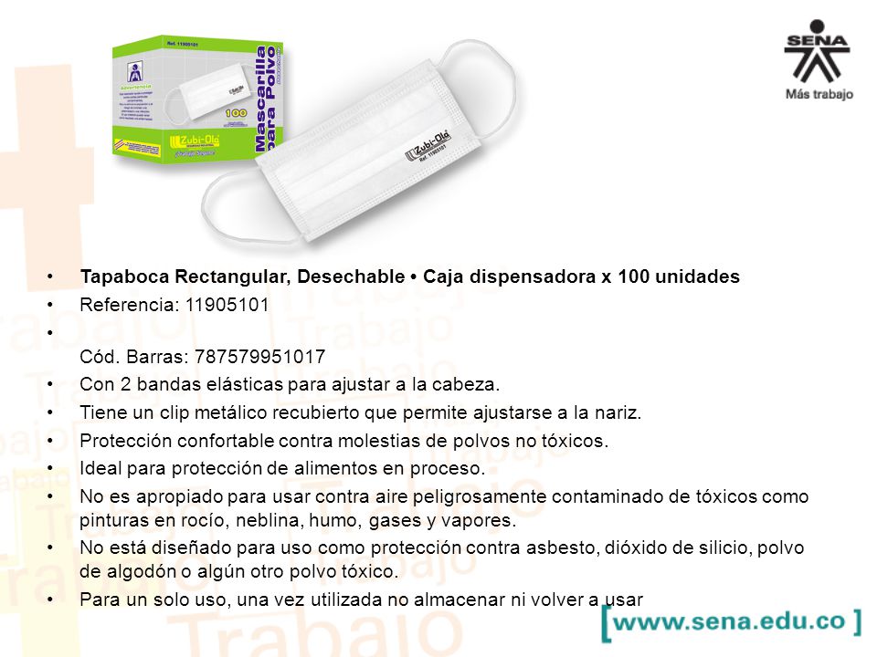 Tapaboca Rectangular, Desechable • Caja dispensadora x 100 unidades