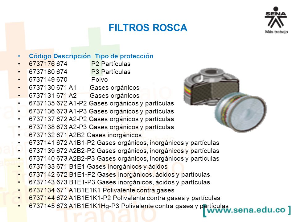 FILTROS ROSCA Código Descripción Tipo de protección