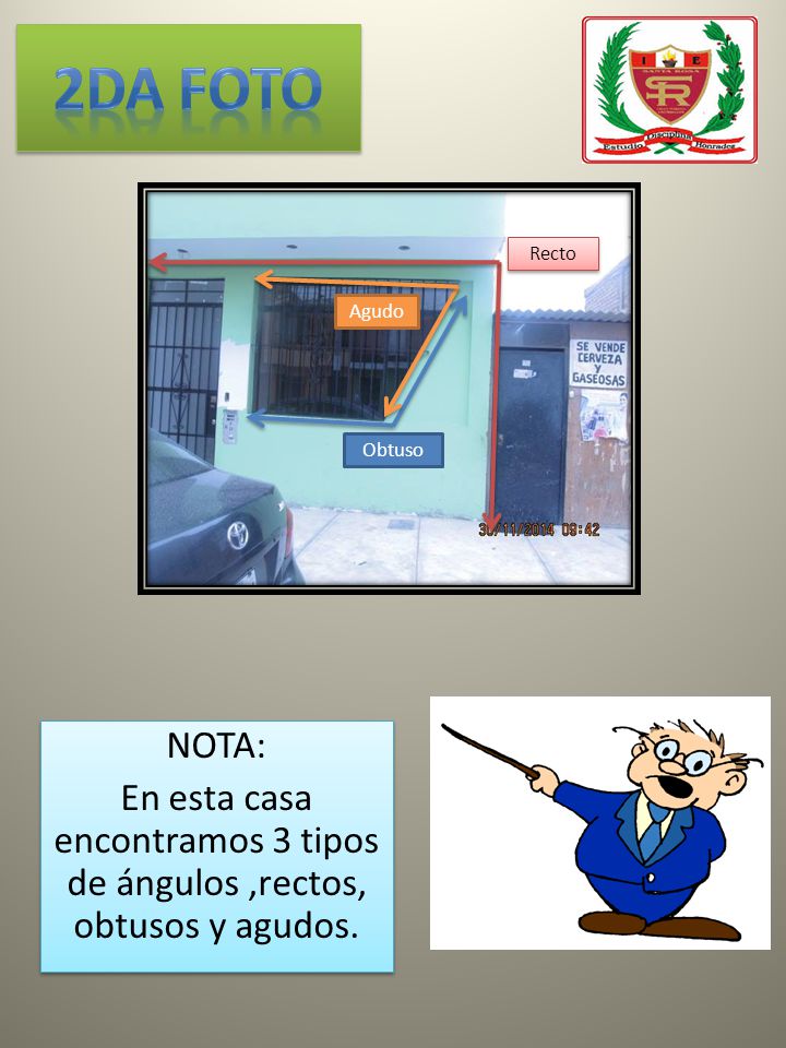 En esta casa encontramos 3 tipos de ángulos ,rectos, obtusos y agudos.