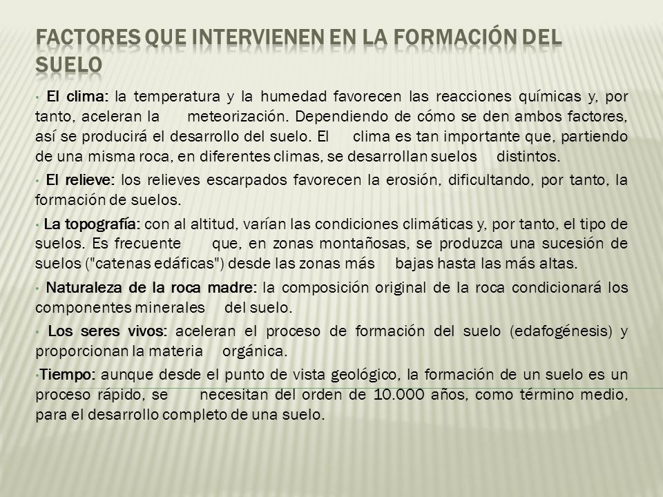 Factores que intervienen en la formación del suelo