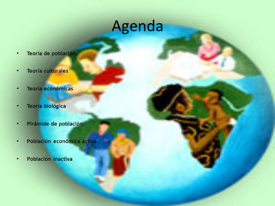 Agenda Teoría de población Teoría culturales Teoría económicas
