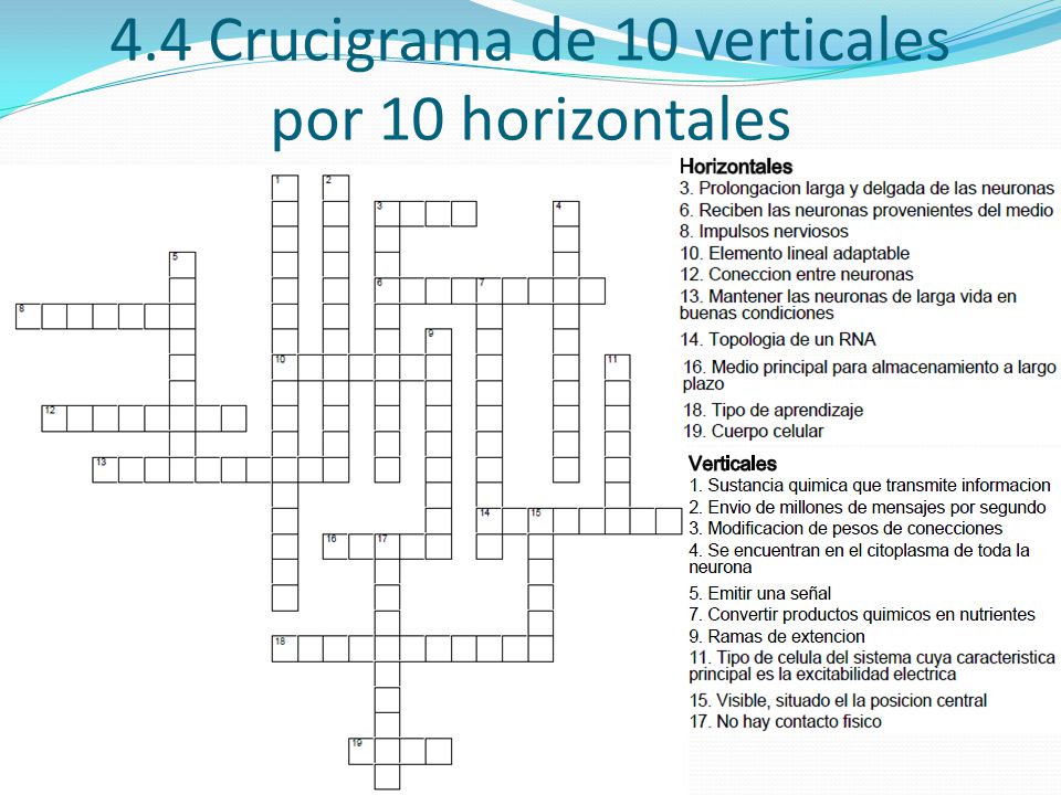 4.4 Crucigrama de 10 verticales por 10 horizontales