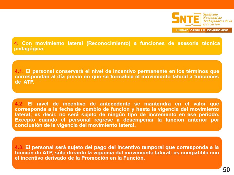 4. Con movimiento lateral (Reconocimiento) a funciones de asesoría técnica pedagógica.