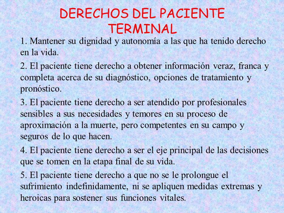 DERECHOS DEL PACIENTE TERMINAL