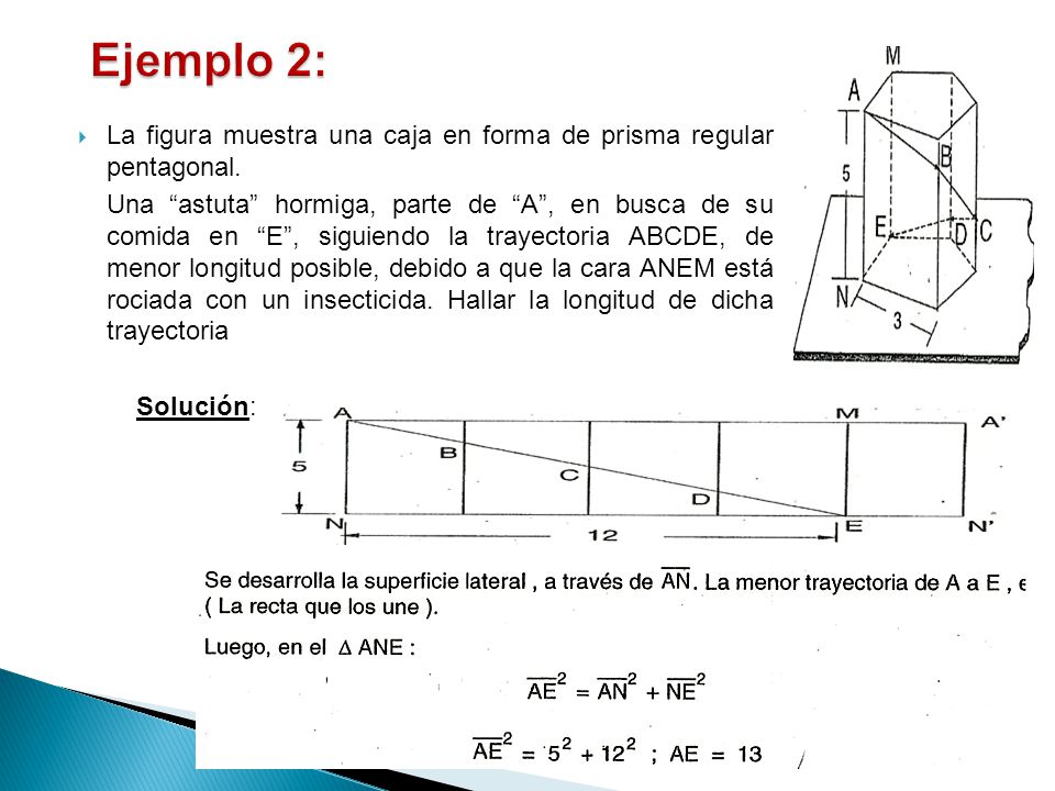 Ejemplo 2: La figura muestra una caja en forma de prisma regular pentagonal.