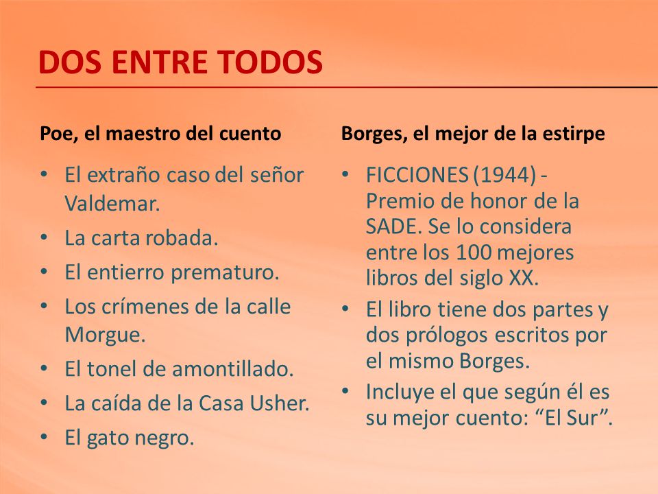 DOS ENTRE TODOS El extraño caso del señor Valdemar.