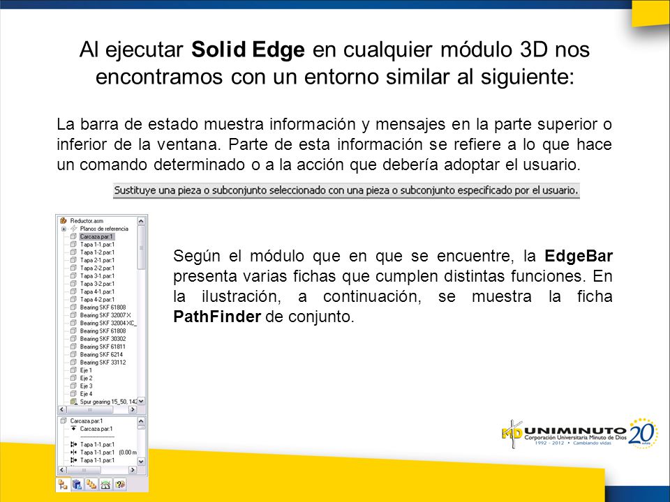 Al ejecutar Solid Edge en cualquier módulo 3D nos encontramos con un entorno similar al siguiente: