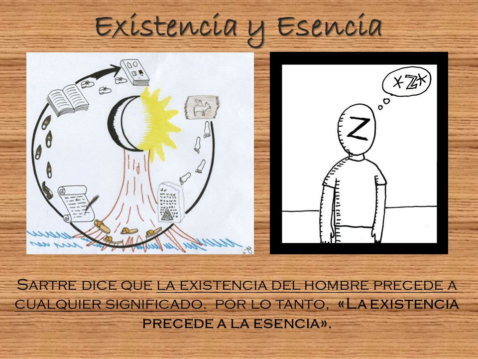 Existencia y Esencia Sartre dice que la existencia del hombre precede a cualquier significado.