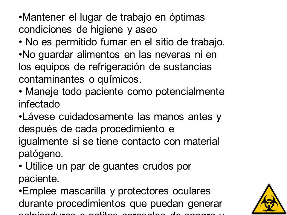 Mantener el lugar de trabajo en óptimas condiciones de higiene y aseo