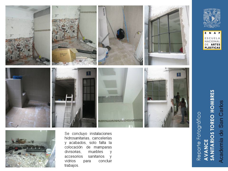 Academia de San Carlos SANITARIOS TOREO HOMBRES Reporte Fotográfico