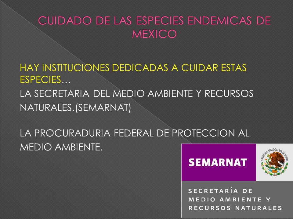 CUIDADO DE LAS ESPECIES ENDEMICAS DE MEXICO