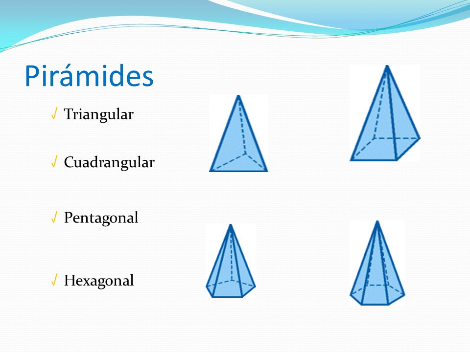 Pirámides √ Triangular √ Cuadrangular √ Pentagonal √ Hexagonal