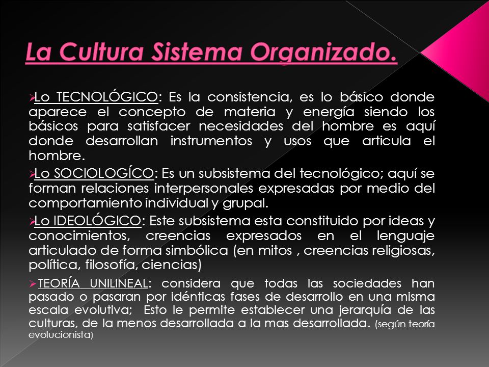 La Cultura Sistema Organizado.