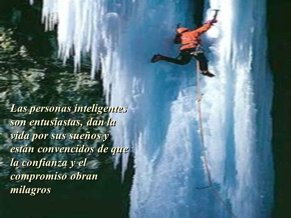 Las personas inteligentes son entusiastas, dan la vida por sus sueños y están convencidos de que la confianza y el compromiso obran milagros