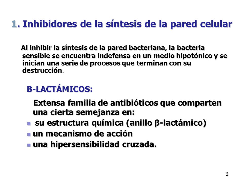 1. Inhibidores de la síntesis de la pared celular