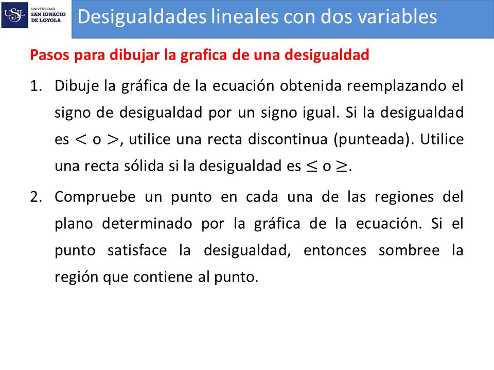 Desigualdades lineales con dos variables