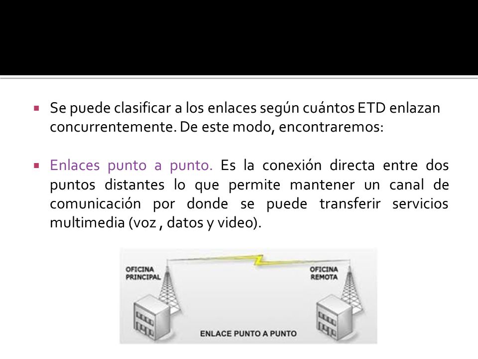 Se puede clasificar a los enlaces según cuántos ETD enlazan concurrentemente. De este modo, encontraremos:
