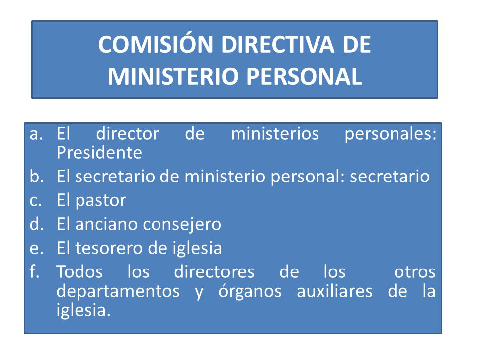 COMISIÓN DIRECTIVA DE MINISTERIO PERSONAL