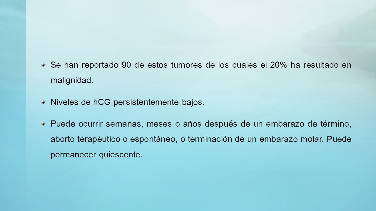 Se han reportado 90 de estos tumores de los cuales el 20% ha resultado en malignidad.