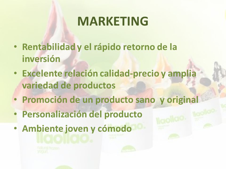 MARKETING Rentabilidad y el rápido retorno de la inversión