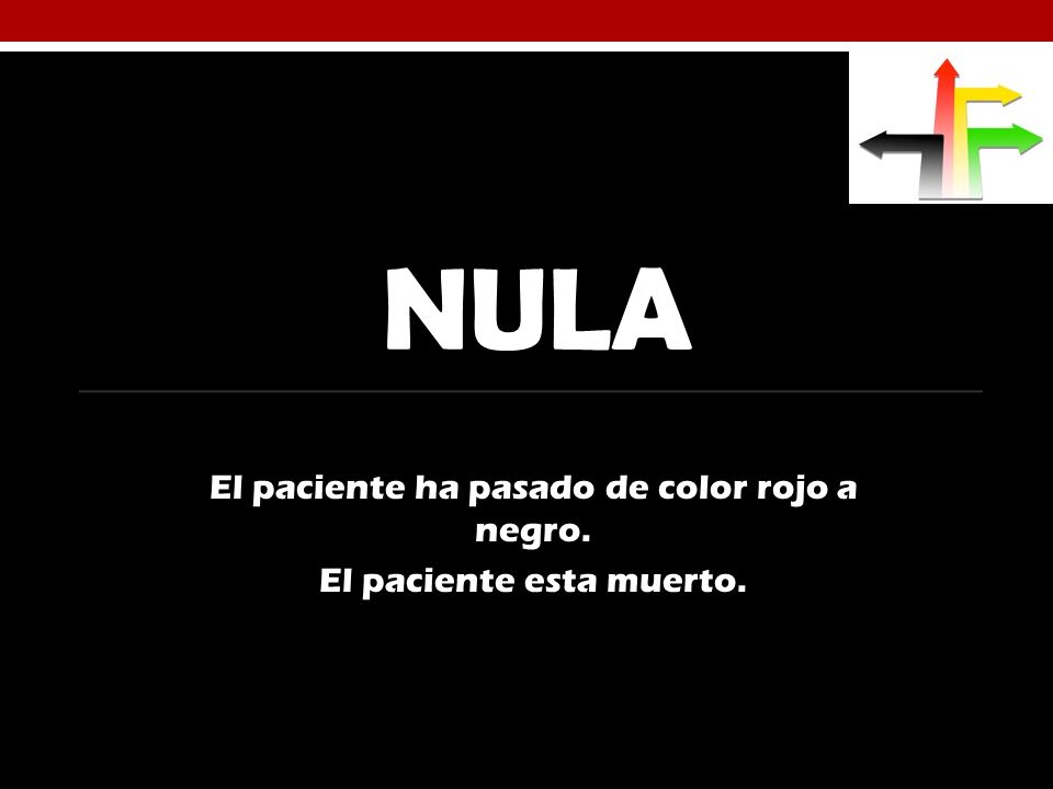 El paciente ha pasado de color rojo a negro. El paciente esta muerto.