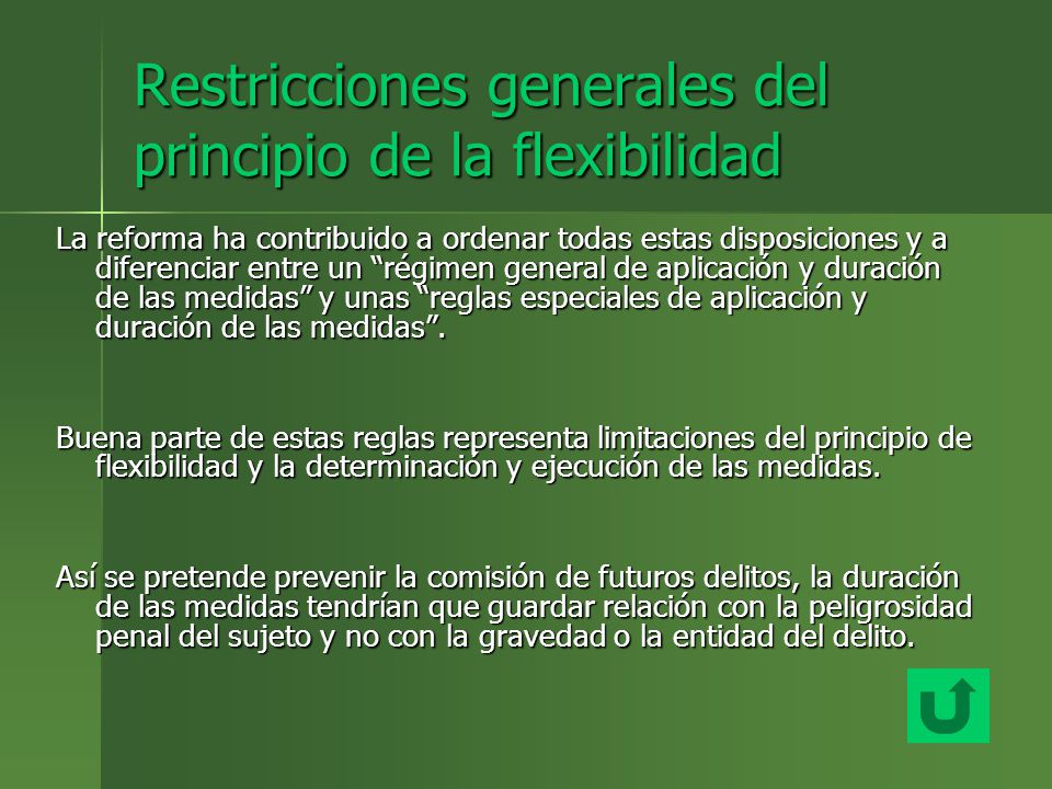 Restricciones generales del principio de la flexibilidad