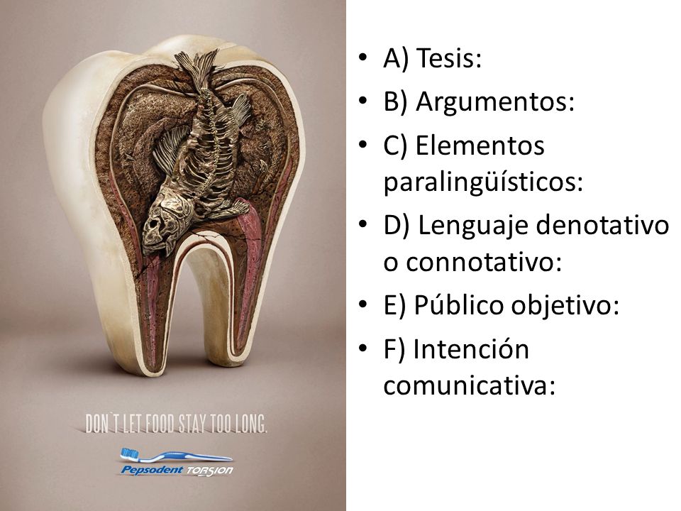 A) Tesis: B) Argumentos: C) Elementos paralingüísticos: D) Lenguaje denotativo o connotativo: E) Público objetivo: