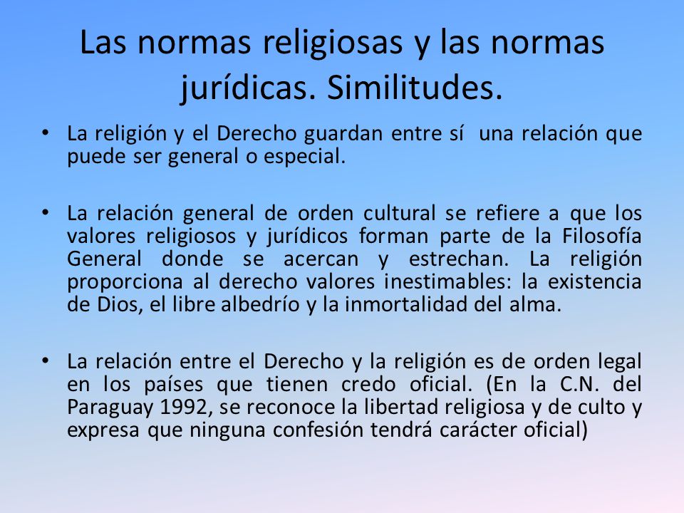 Las normas religiosas y las normas jurídicas. Similitudes.