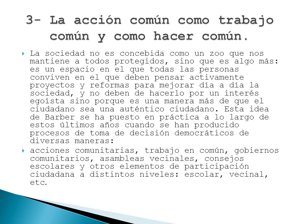 3- La acción común como trabajo común y como hacer común.