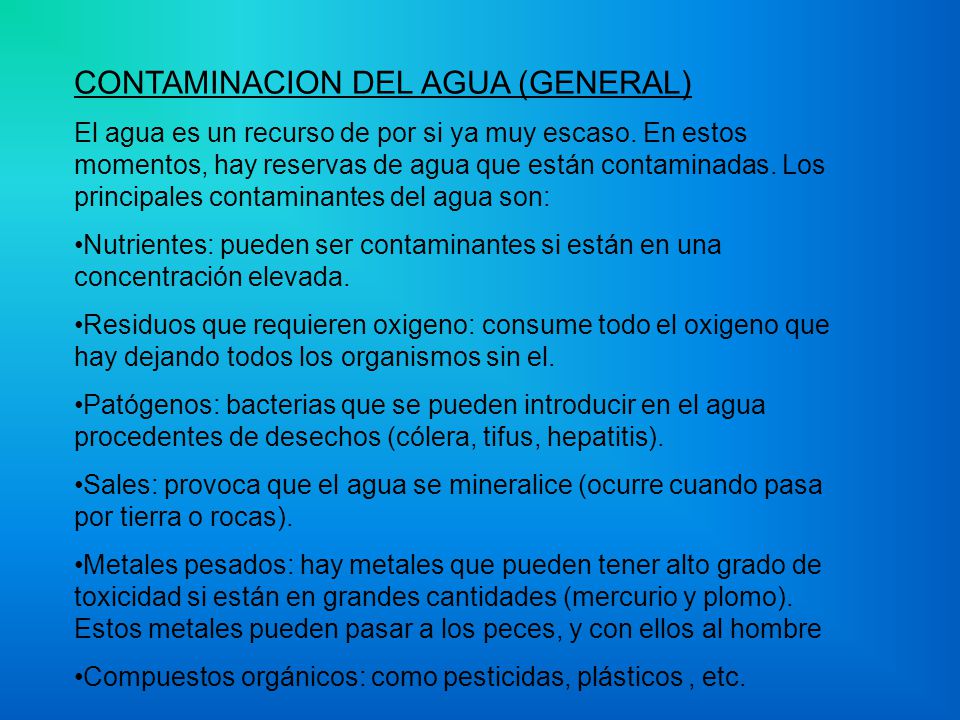 CONTAMINACION DEL AGUA (GENERAL)