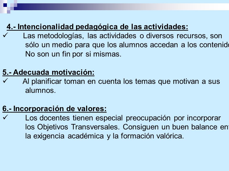 4.- Intencionalidad pedagógica de las actividades: