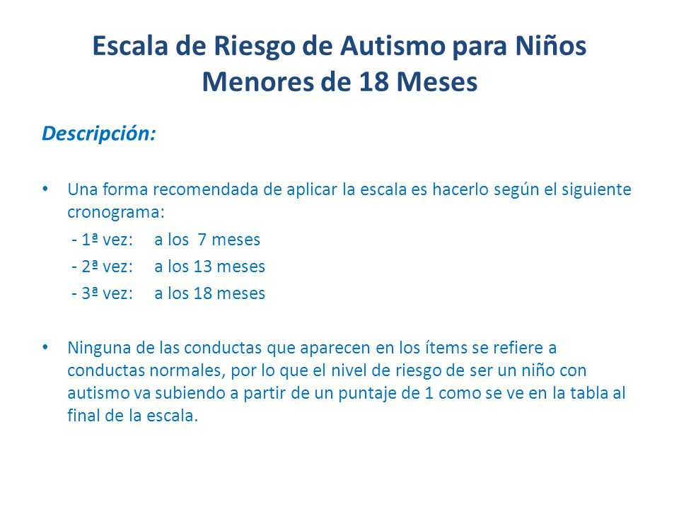 Escala de Riesgo de Autismo para Niños Menores de 18 Meses