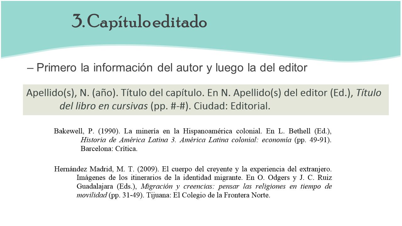 3. Capítulo editado Primero la información del autor y luego la del editor