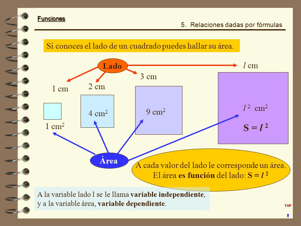 S = l 2 Si conoces el lado de un cuadrado puedes hallar su área. Lado