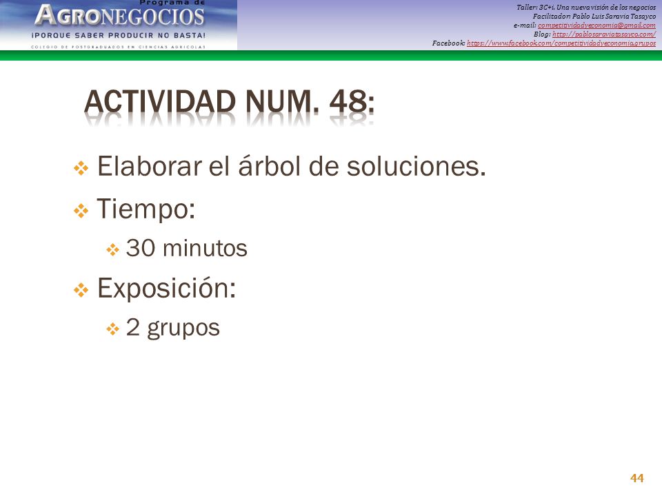 Actividad Num. 48: Elaborar el árbol de soluciones. Tiempo: