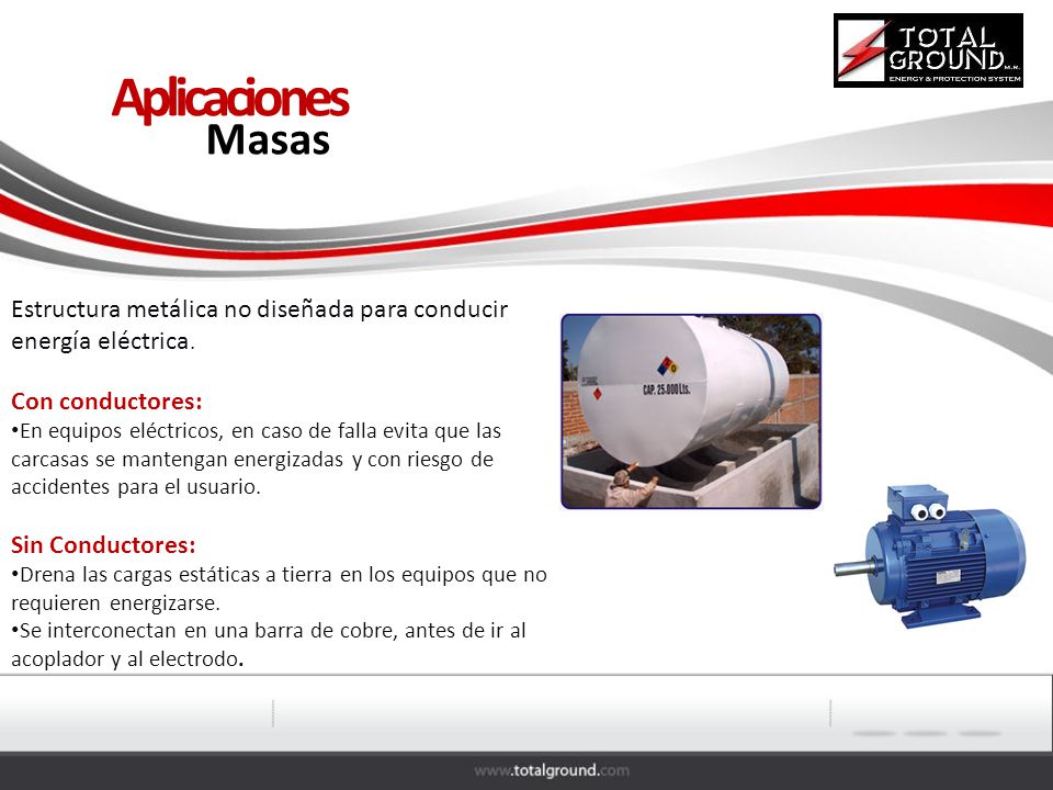 Aplicaciones Masas. Estructura metálica no diseñada para conducir energía eléctrica. Con conductores: