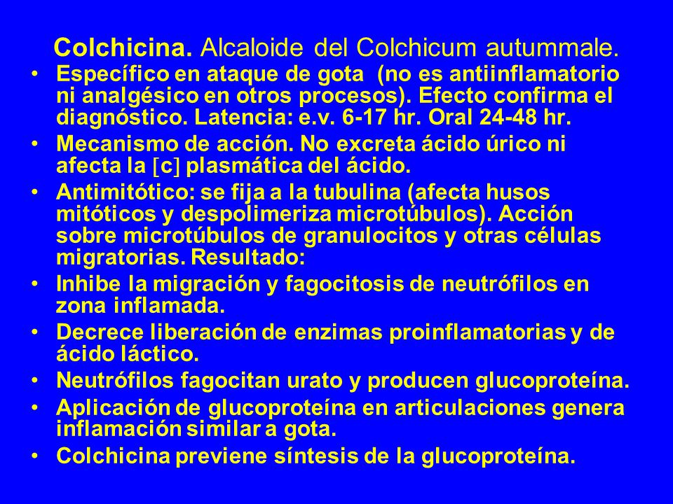 Colchicina. Alcaloide del Colchicum autummale.