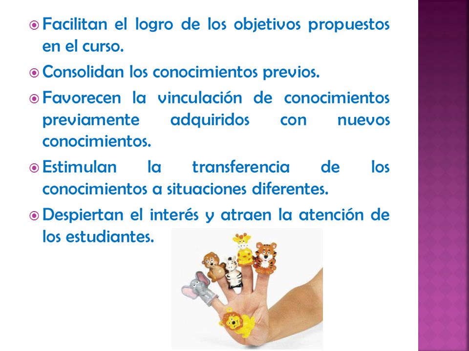 Facilitan el logro de los objetivos propuestos en el curso.
