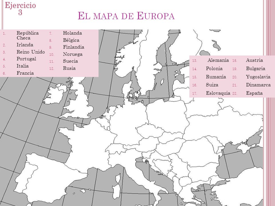 El mapa de Europa Ejercicio 3 República Checa Holanda Bélgica Irlanda