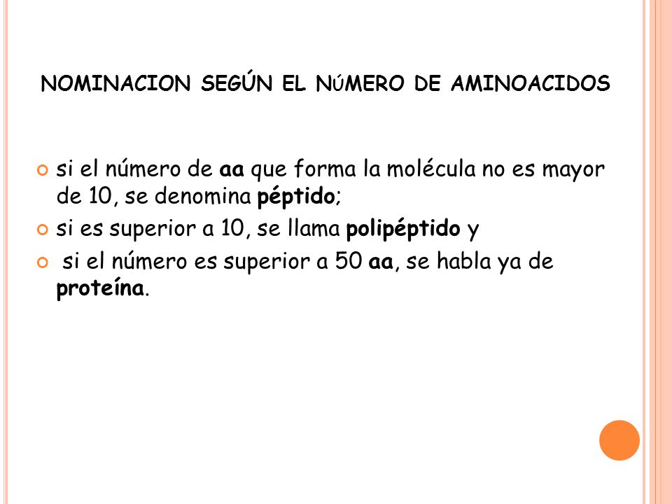 NOMINACION SEGÚN EL NúMERO DE AMINOACIDOS