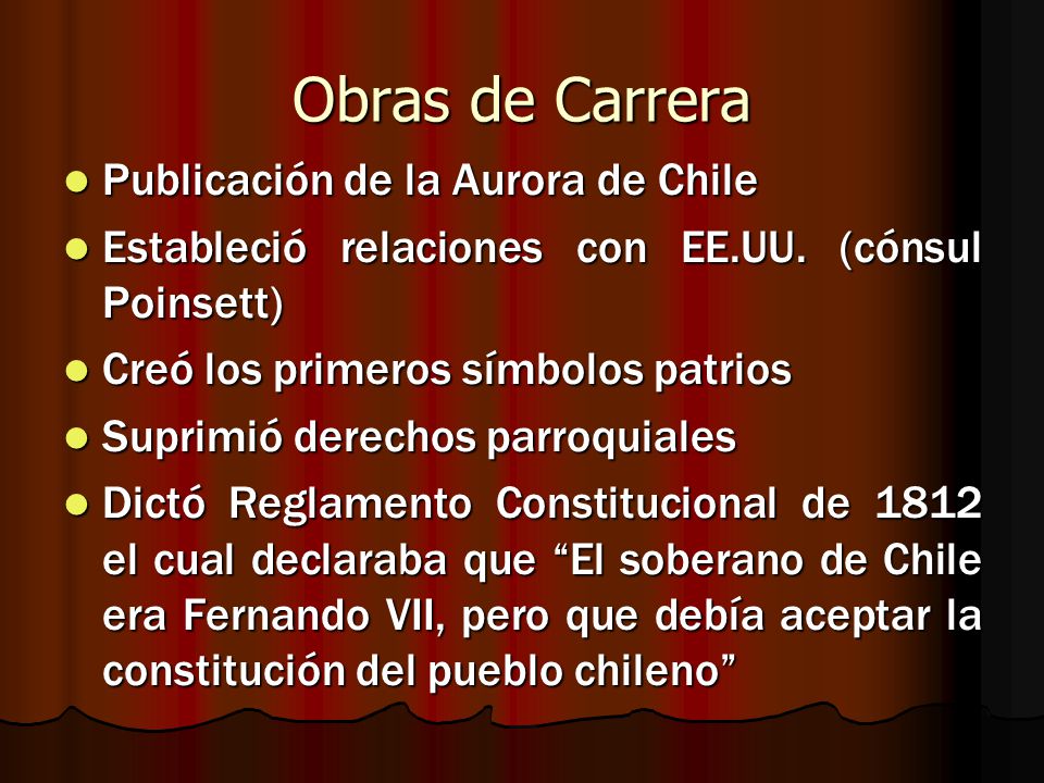 Obras de Carrera Publicación de la Aurora de Chile