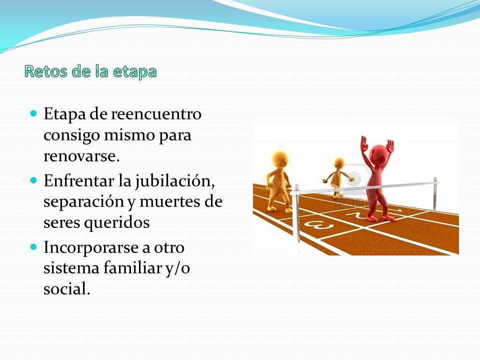 Retos de la etapa Etapa de reencuentro consigo mismo para renovarse.