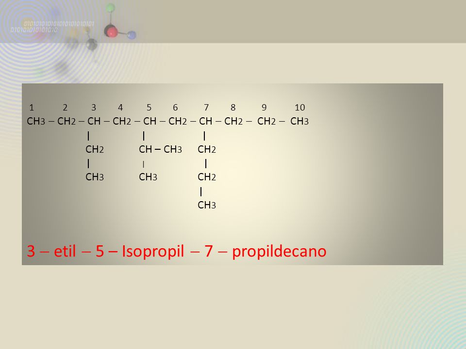 3  etil  5 – Isopropil  7  propildecano