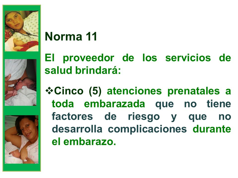 Norma 11 El proveedor de los servicios de salud brindará: